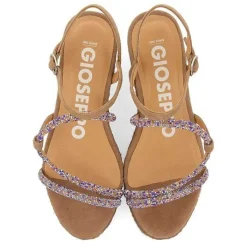 Gioseppo Sandalias Cuña<Sandalias Taupe Con Tirantes De Cristal Multicolor Y Cuña De Yute Para Mujer Tresco