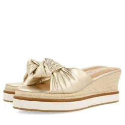 Gioseppo Sandalias Cuña<Sandalias Tela De Color Platino Con Detalle De Nudo Y Cuña Para Mujer Cakran