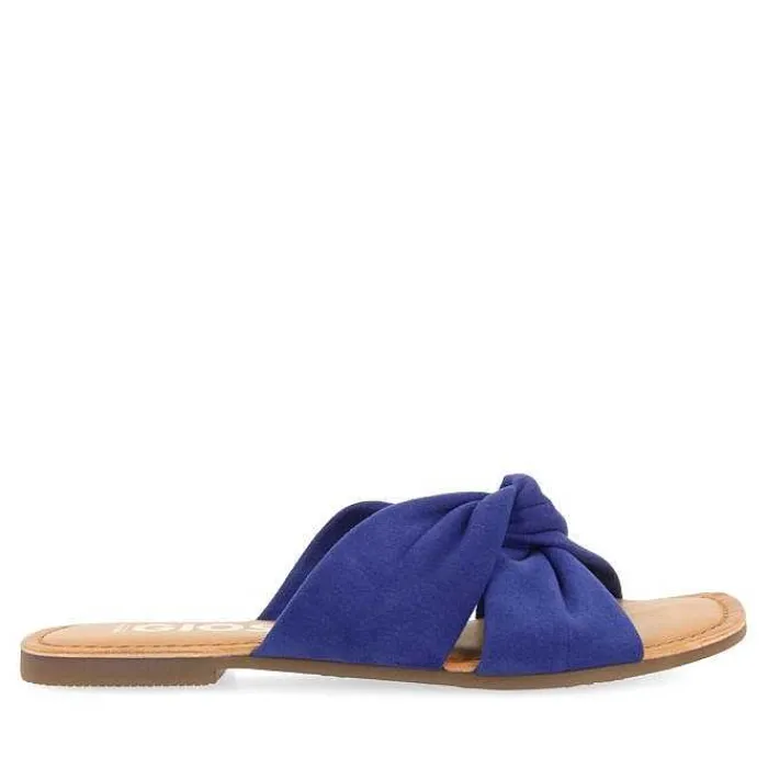 Gioseppo Sandalias Planas<Sandalias Tela De Piel Azul Para Mujer Agira