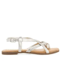 Gioseppo Sandalias Planas<Sandalias Tira Cruzada De Piel Plata Para Mujer Funare