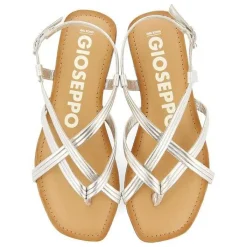 Gioseppo Sandalias Planas<Sandalias Tira Cruzada De Piel Plata Para Mujer Funare