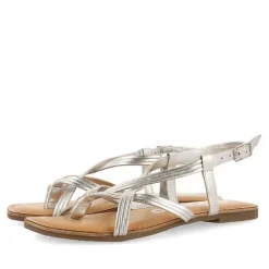 Gioseppo Sandalias Planas<Sandalias Tira Cruzada De Piel Plata Para Mujer Funare