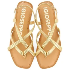 Gioseppo Sandalias Planas<Sandalias Tira Cruzada Piel Dorada Para Mujer Funare
