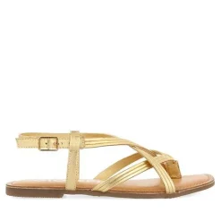 Gioseppo Sandalias Planas<Sandalias Tira Cruzada Piel Dorada Para Mujer Funare