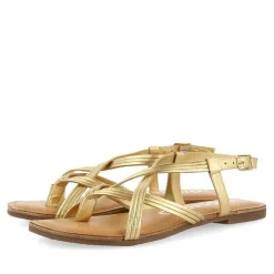 Gioseppo Sandalias Planas<Sandalias Tira Cruzada Piel Dorada Para Mujer Funare