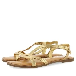 Gioseppo Sandalias Planas<Sandalias Tira Cruzada Piel Dorada Para Mujer Elbasan