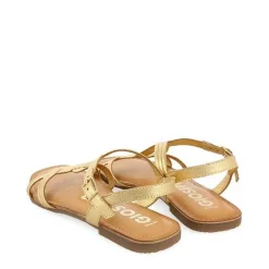 Gioseppo Sandalias Planas<Sandalias Tira Cruzada Piel Dorada Para Mujer Elbasan