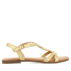 Gioseppo Sandalias Planas<Sandalias Tira Cruzada Piel Dorada Para Mujer Elbasan