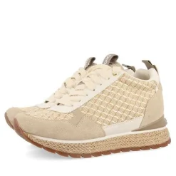 Gioseppo Zapatillas De Deporte De Cuña<Sneakers Beige Con Cuña Interior Y Estampado Geometrico Para Mujer Puke