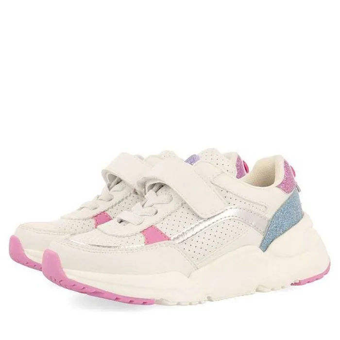 Gioseppo Niñas |Zapatillas<Sneakers Blancas Con Brillantes, Detalles De Colores Y Suela Voluminosa Para Nino Y Nina Drain