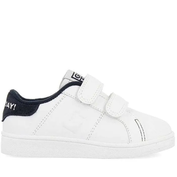 Gioseppo Niñas |Zapatillas<Sneakers Colegiales Blancas Con Detalle En Azul Marino Y Doble Cierre Ajustable Volsk