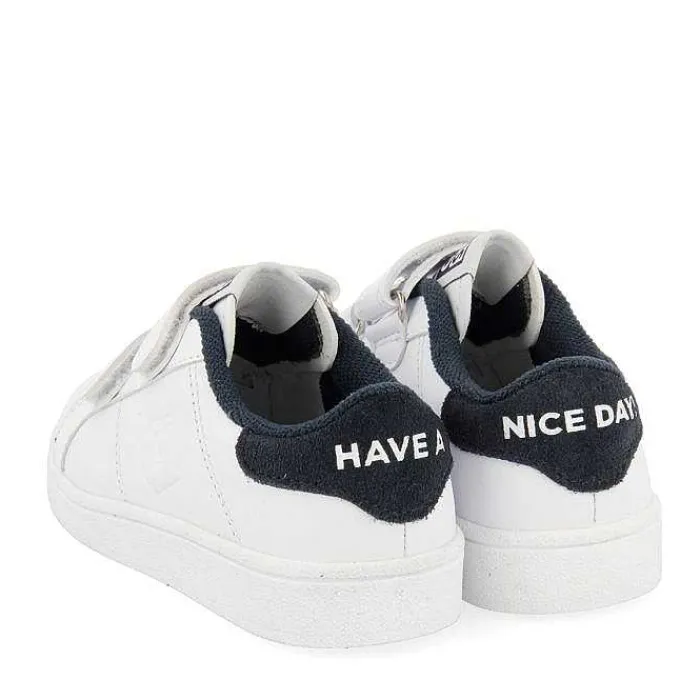 Gioseppo Niñas |Zapatillas<Sneakers Colegiales Blancas Con Detalle En Azul Marino Y Doble Cierre Ajustable Volsk